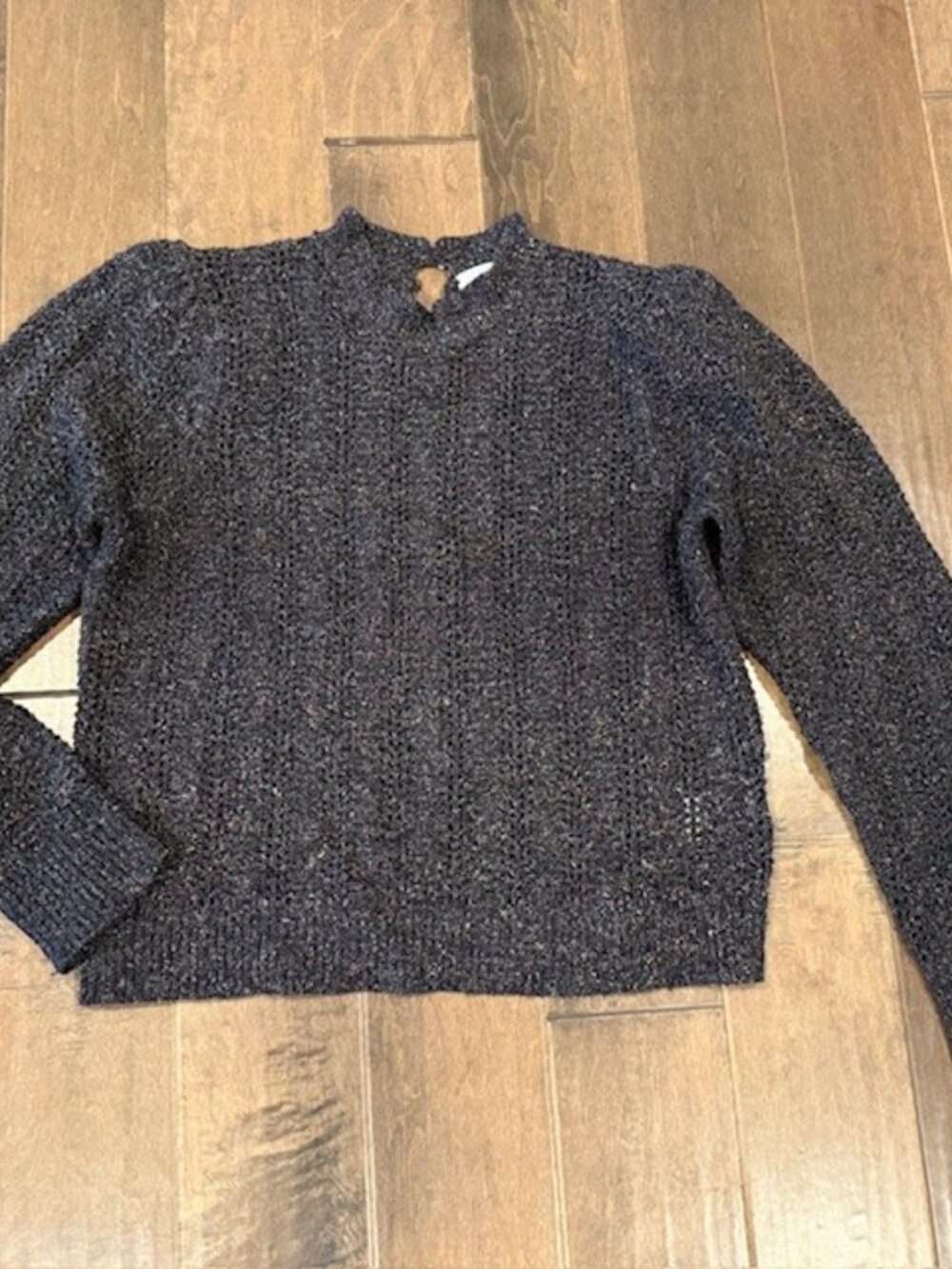 Joie Knitted Dark Grey Mock Neck Colorful Sweater Sz L